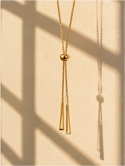 Waterproof gold plated lariat necklace styled for party wear and Indian festive occasions – JeevaFashions
