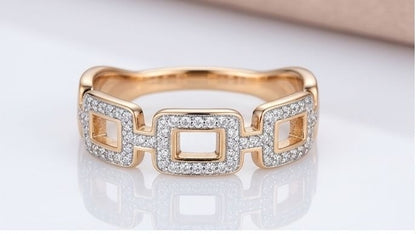Geometric link ring with crystal detailing JeevaFashions