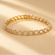 Gold chain bracelet with CZ stones for women – twist link design, anti-tarnish gold plated festive jewellery by JeevaFashions