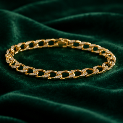 Gold chain bracelet with CZ stones gift for Indian women – Diwali and wedding jewellery gift by JeevaFashions