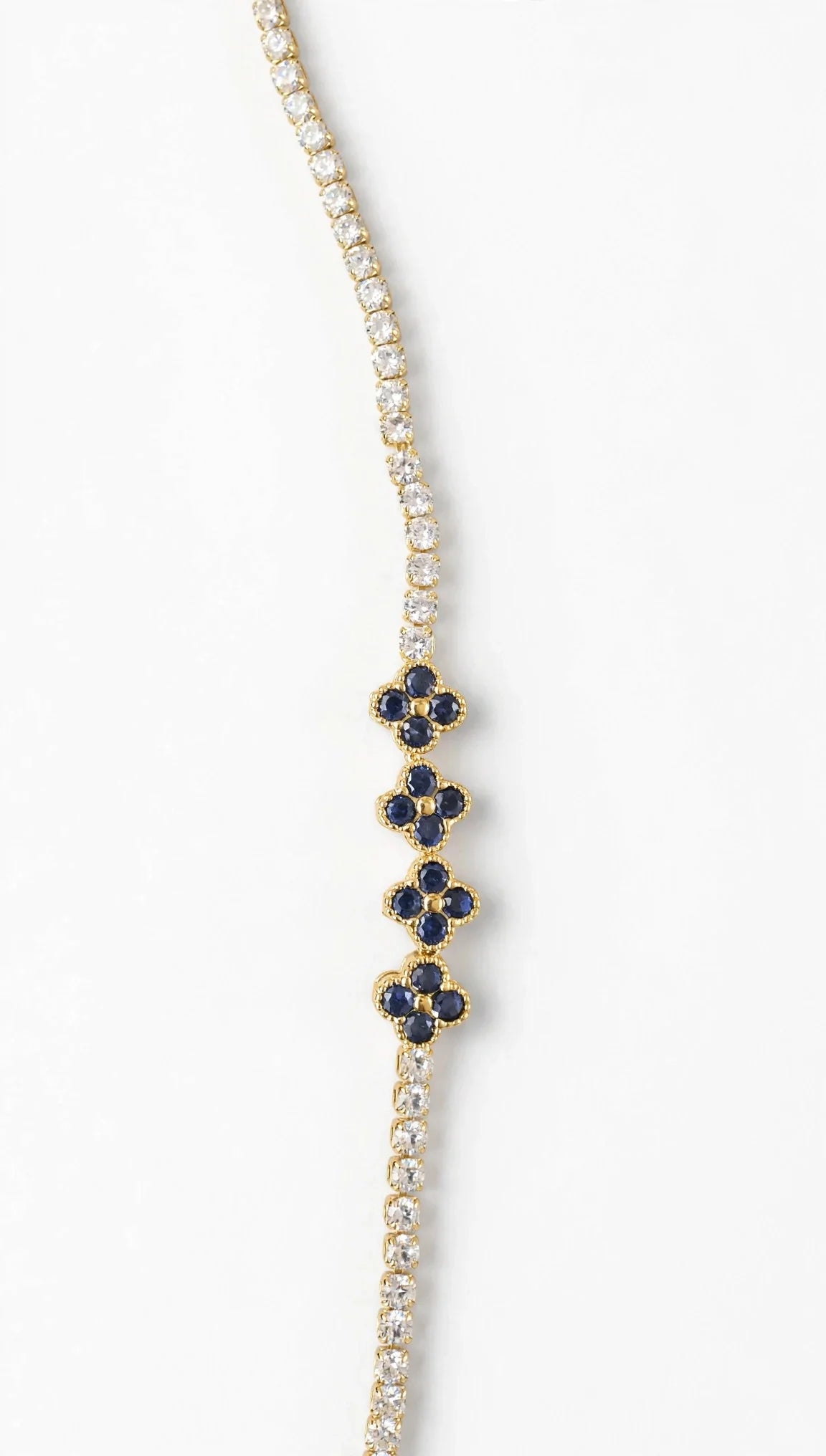 Gold plated CZ tennis bracelet studio shot for women JeevaFashions