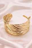 Gold feather cuff bracelet open-cuff design for women