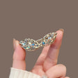 crystal leaf gold filigree hair clip barrette for women bridal JeevaFashions