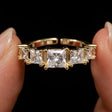 Graduated crystal open ring on textured background for women at JeevaFashions