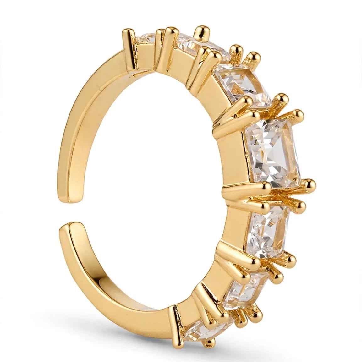 Graduated crystal open ring styled on hand for women at JeevaFashions