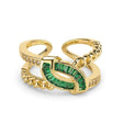 Green crystal knot ring in gold-plated alloy for women at JeevaFashions