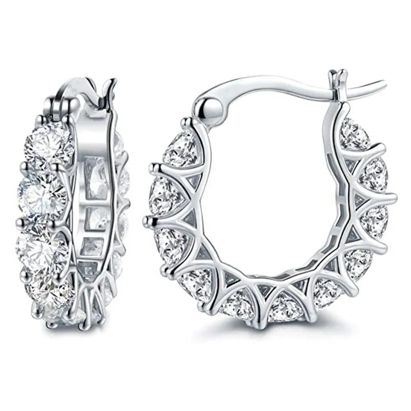 Pair of gold CZ huggie hoop earrings Korean minimal jewellery for kurti saree and fusion wear