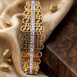 Gold kada bracelet for women with CZ crystals gold-plated finish