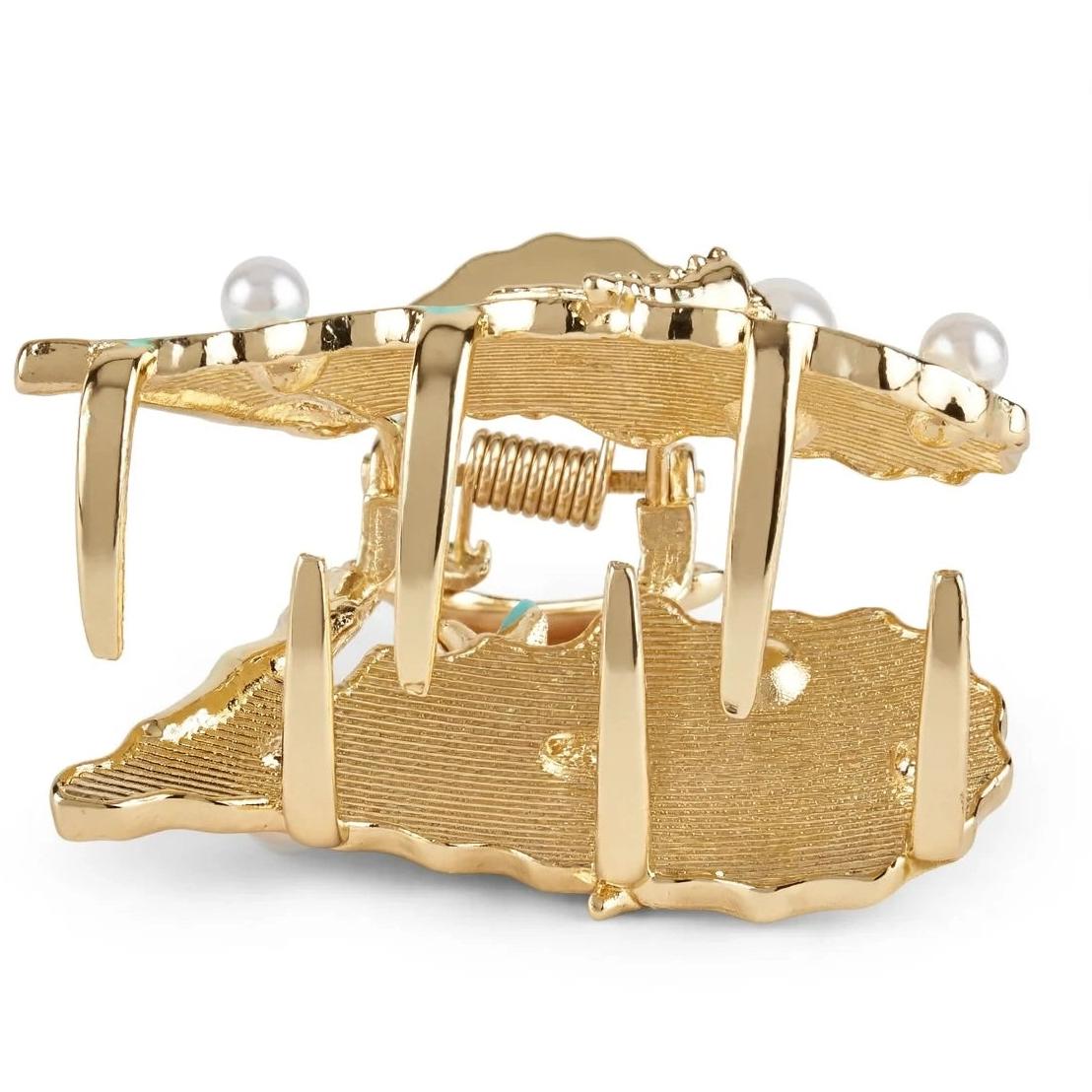 Open spring mechanism of ocean starfish pearl claw clip for women at JeevaFashions
