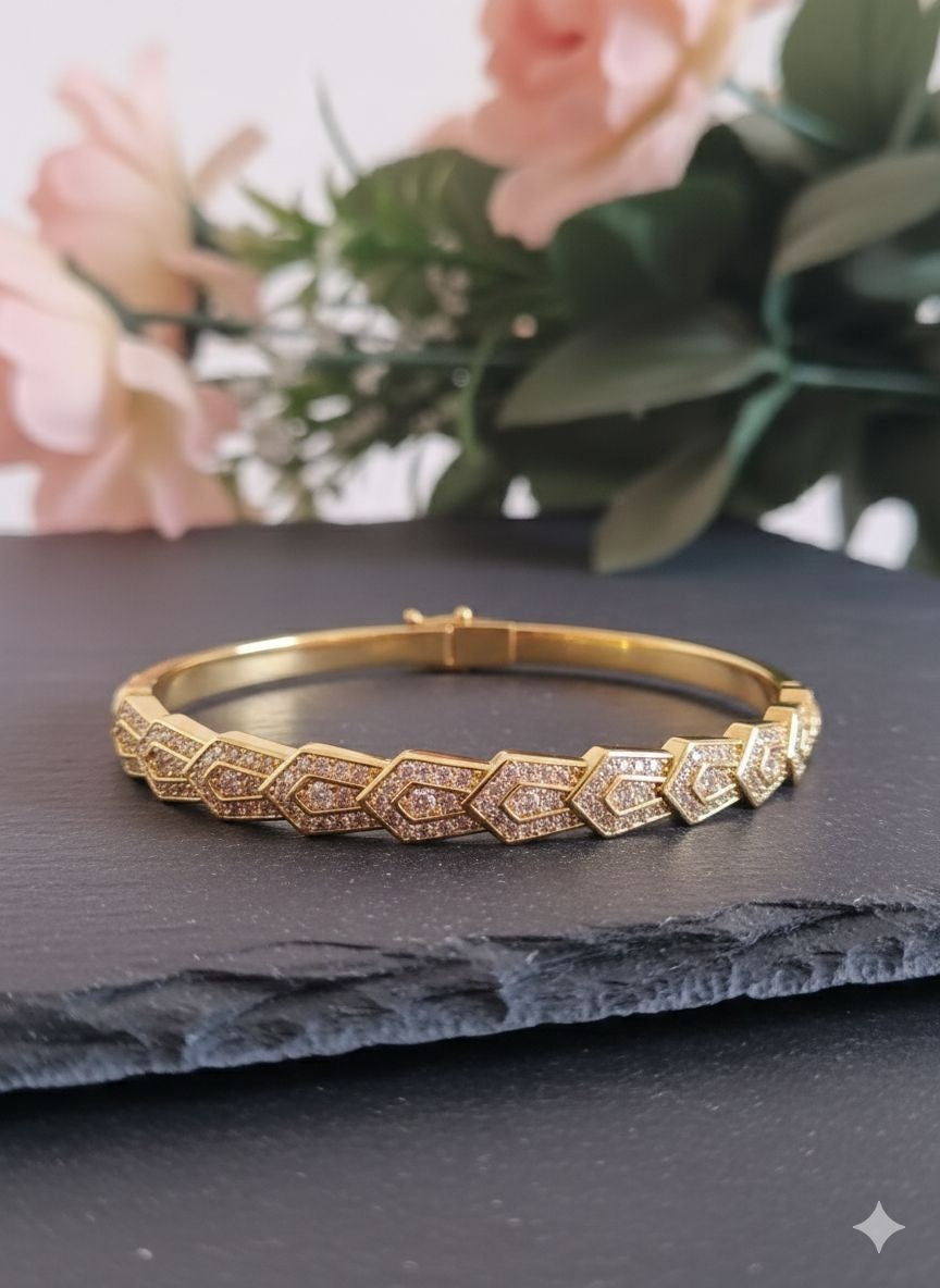 gold pave bracelet wedding jewellery - jeevafashions