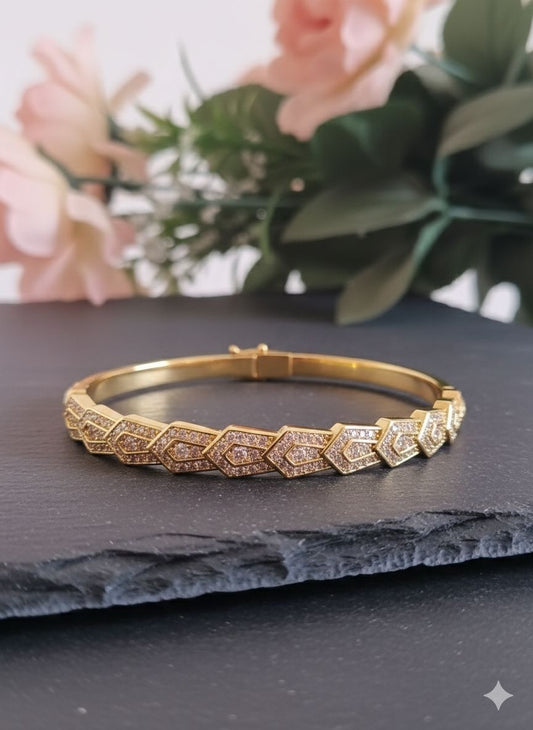 gold pave bracelet wedding jewellery - jeevafashions