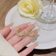 gold pebble textured statement hoop earrings anti-tarnish for women JeevaFashions