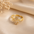 Gold plated adjustable ring stainless steel JeevaFashions