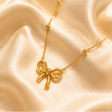Gold plated bow shape pendant necklace for women –anti-tarnish daily wear and travel-friendly jewellery