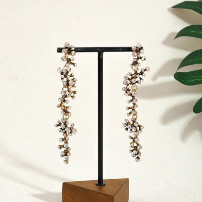 Gold plated branch motif jewellery set styled with lehenga for Indian festive occasions – JeevaFashions