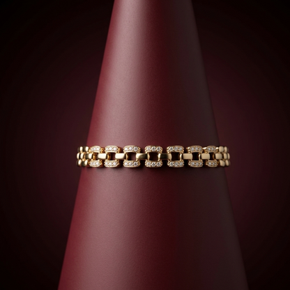 CZ chain bracelet in gold plating styled for festive wear Diwali and wedding jewellery for women