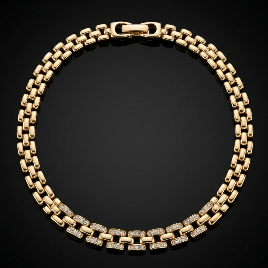 Gold plated CZ chain bracelet for women anti-tarnish daily wear jewellery by JeevaFashions