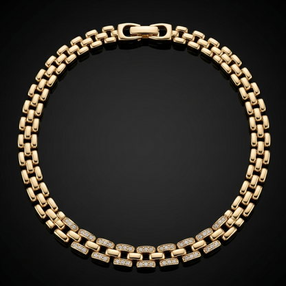 Gold plated CZ chain bracelet for women anti-tarnish daily wear jewellery by JeevaFashions