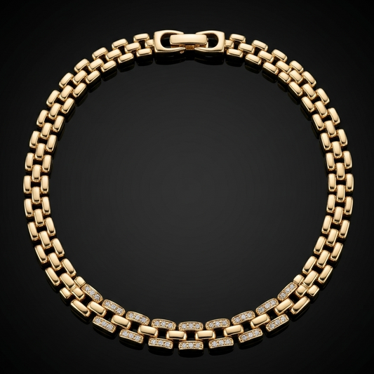 Gold plated CZ chain bracelet for women anti-tarnish daily wear jewellery by JeevaFashions