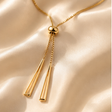 Gold plated geometric lariat necklace in anti-tarnish stainless steel for women – party wear and festive occasions