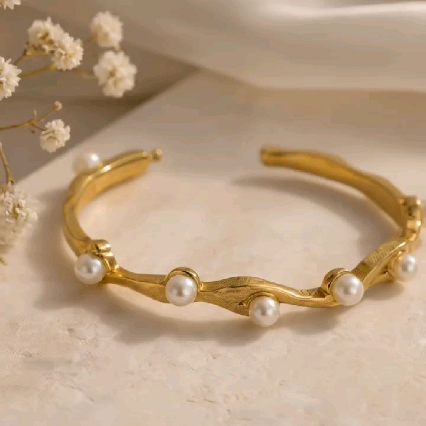 Gold plated pearl bracelet JeevaFashions