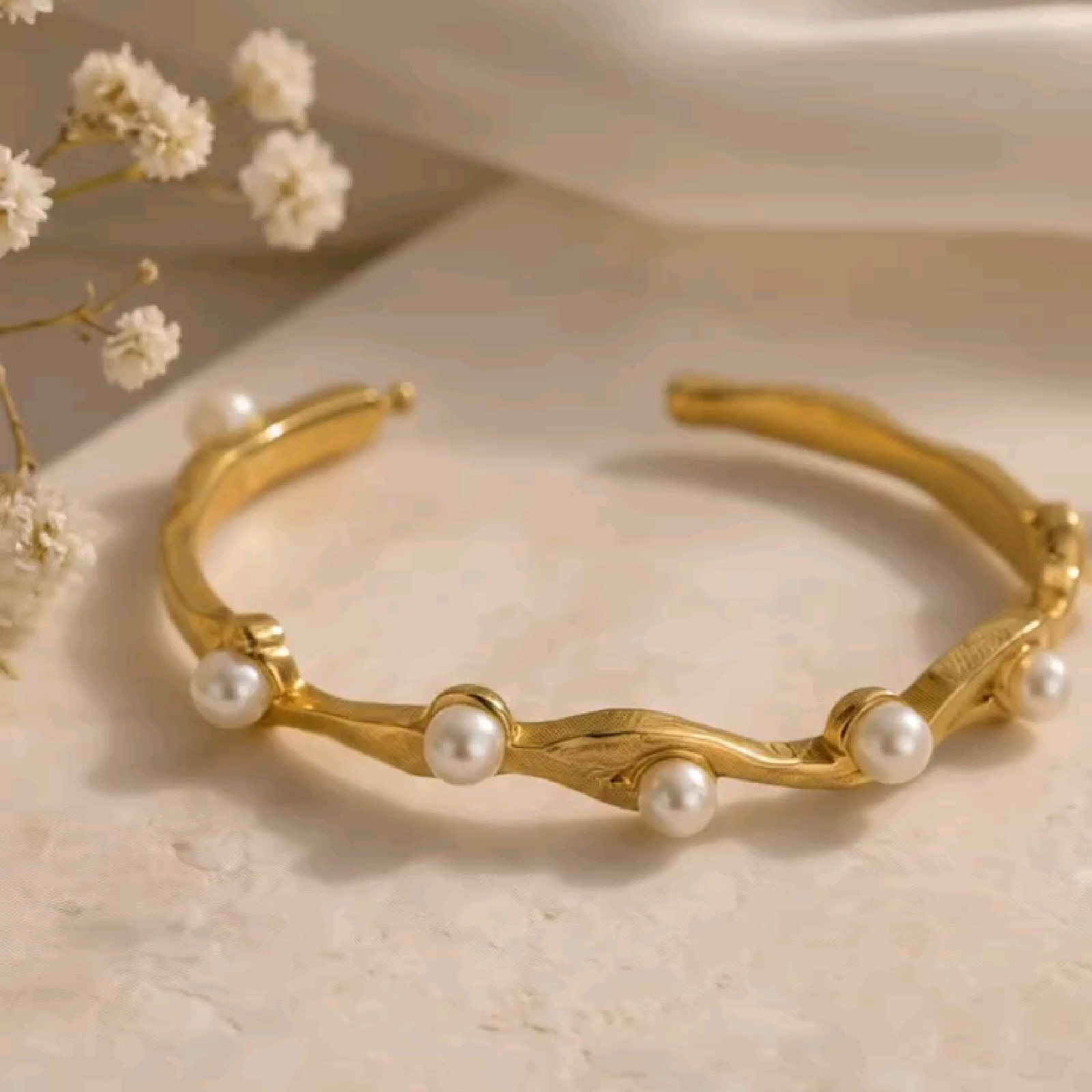 Gold plated pearl bracelet JeevaFashions