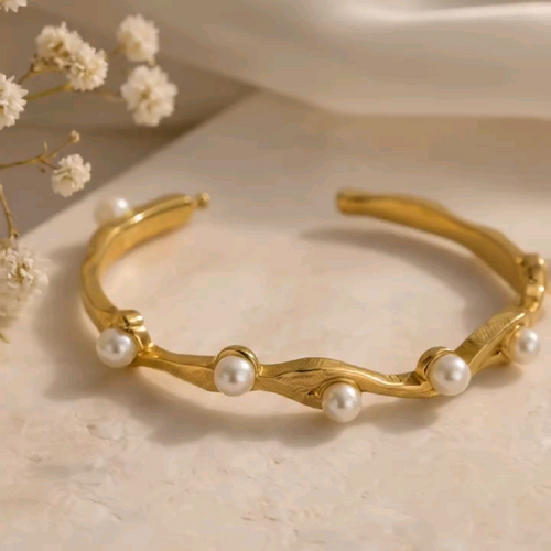 Gold plated pearl bracelet JeevaFashions