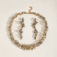 Gold plated zircon branch collar necklace and drop earrings set for women – JeevaFashions