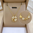 Magnetic four heart flower pendant necklace PVD gold plated CZ for women JeevaFashions