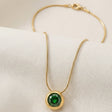 Green CZ pendant necklace PVD gold plated for festive wear for women JeevaFashions