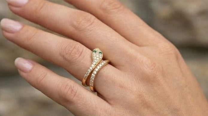 Bold gold snake ring for Indian wedding and festive wear