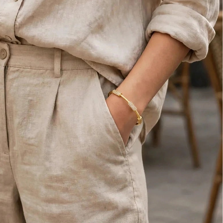 Bamboo bangle bracelet styled for festive wear with Indian outfits for women at JeevaFashions