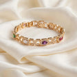 multicolor CZ art deco link bracelet gold-plated steel for women JeevaFashions