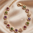 multicolor CZ halo bracelet gold-plated steel for women JeevaFashions