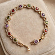 multicolor oval CZ tennis bracelet gold-plated steel for women JeevaFashions