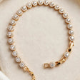 white CZ halo tennis bracelet gold-plated steel for women JeevaFashions