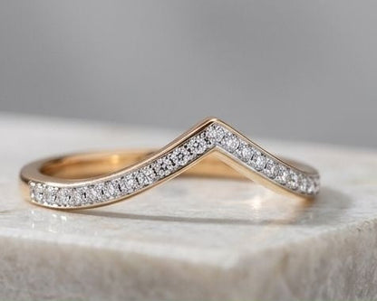 Gold tone chevron ring styled on hand JeevaFashions