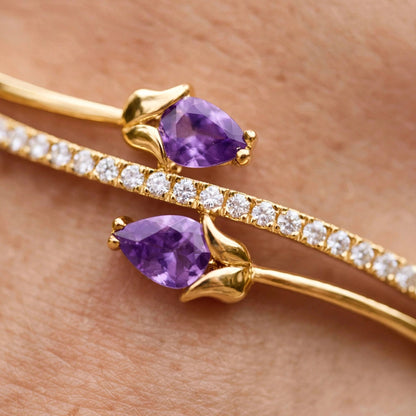 Purple stone tulip kada bracelet festive wear for women at JeevaFashions