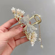 golden butterfly hair claw clip gold filigree for women daily wear JeevaFashions