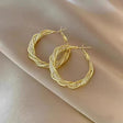 Golden lattice twisted mesh hoop earrings for women JeevaFashions