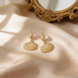 Golden shoreline scallop conch drop earrings for women JeevaFashions