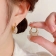 Golden starlight pave huggie hoops for women JeevaFashions