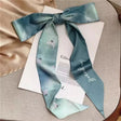 Green wave flying crane print hair tie scarf for women JeevaFashions