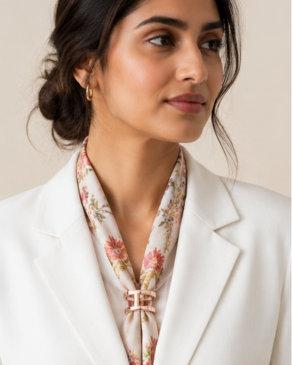 H-shape scarf ring collar blazer styling for women JeevaFashions