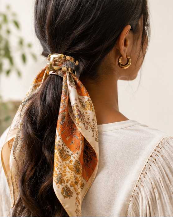 H-shape scarf ring hair ponytail styling for women JeevaFashions