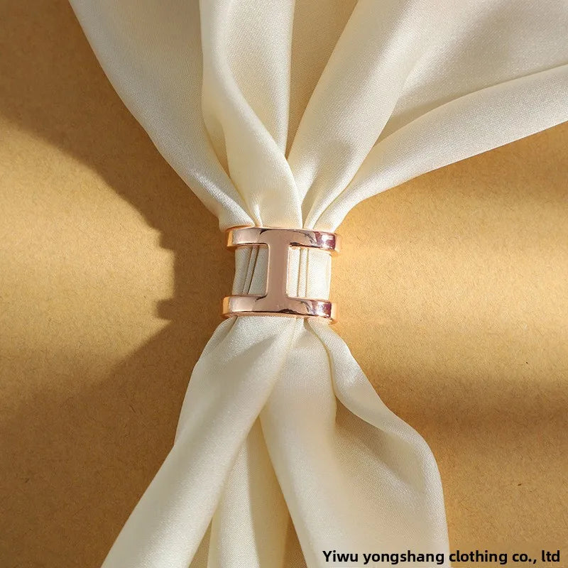 H-shape scarf ring rose gold silver styling accessory for women JeevaFashions