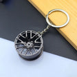 High-gloss black chrome alloy wheel rim keychain JeevaFashions