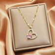Hollow heart pendant necklace diamond-cut crystal detailing JeevaFashions