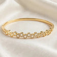 Pave circle link bangle bracelet gold stainless steel for women - JeevaFashions