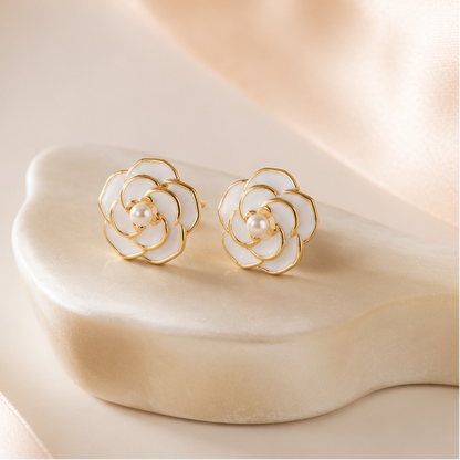Lightweight gold tone faux pearl earrings for office and daily wear JeevaFashions